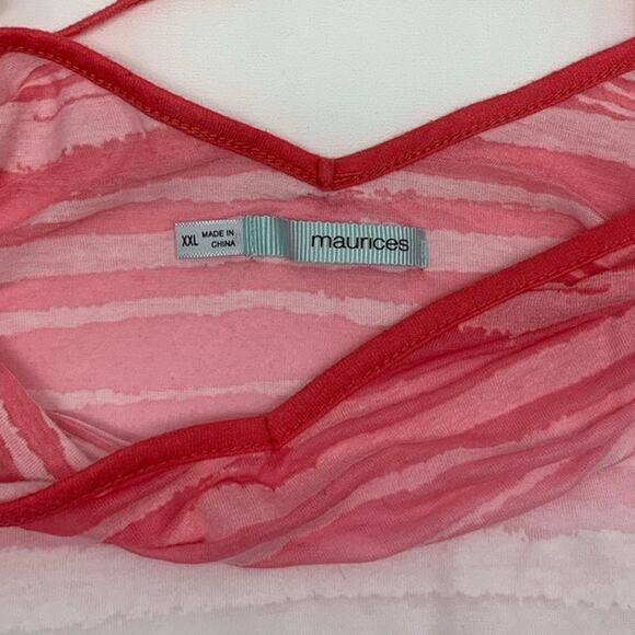 Maurices Womens XXL Top Pink Purple White Sheer Striped V-Neck Stretch Coverup - Picture 3 of 8